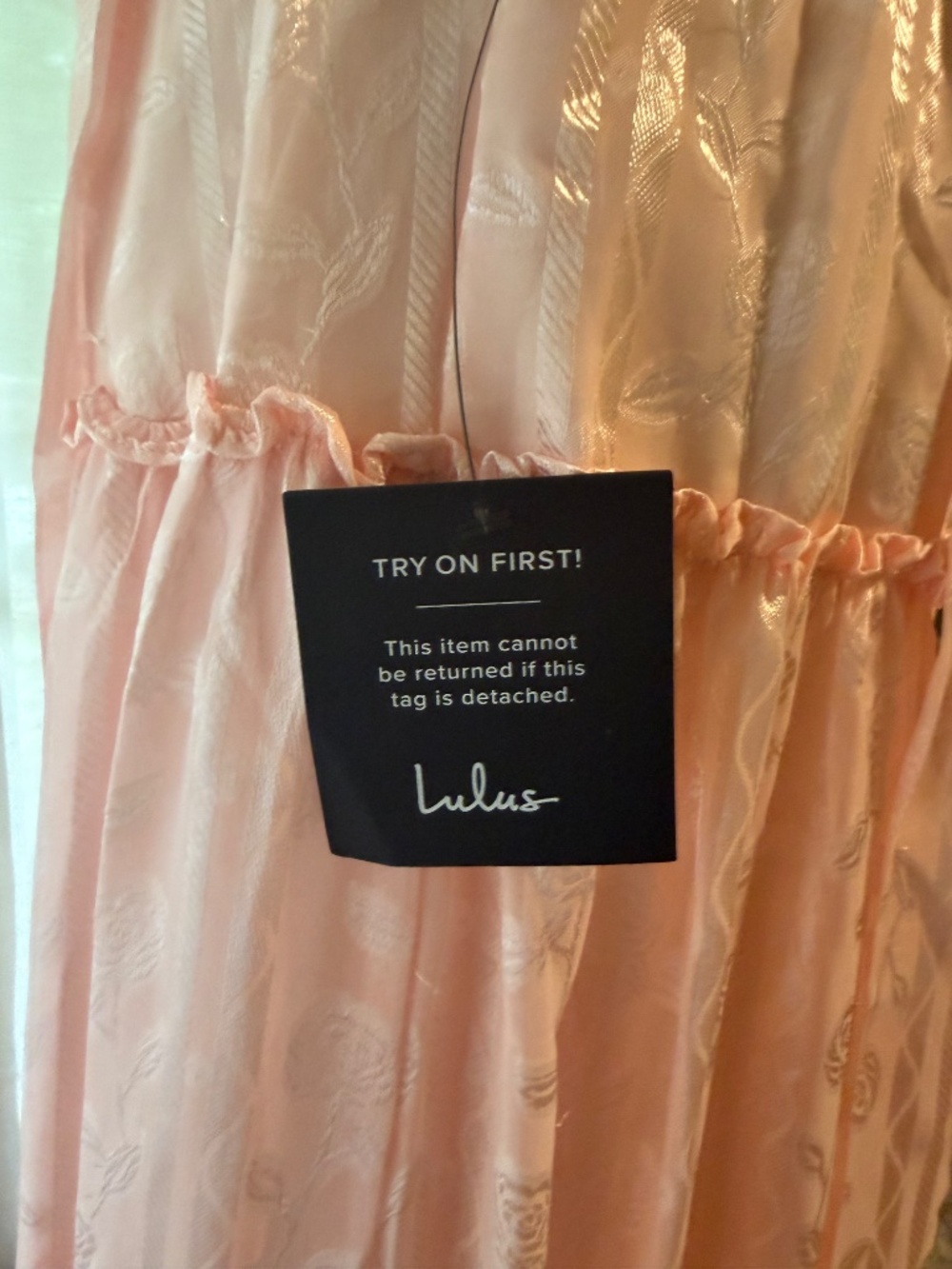 NWT Lulus Picturesque Allure Blush Pink Jacquard Tie-Strap Maxi Dress - Picture 6 of 9